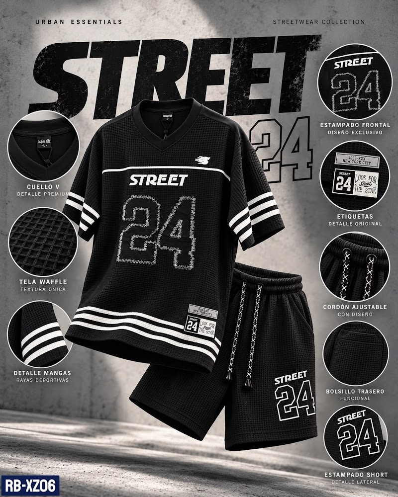Conjunto oversize streetwear (remera tipo jersey y short) · foto 4