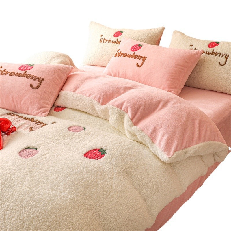 Milk Fleece Bedding Set, Double-Sided, Winter Warm