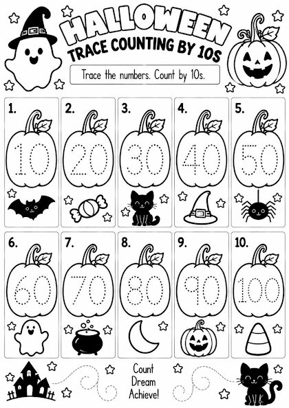 HALLOWEEN TRACE COUNTING BY 10S