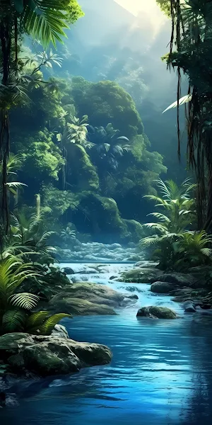 Nature, Water, Vegetation, Waterfall, Rainforest Full HD iPhone Wallpaper Background