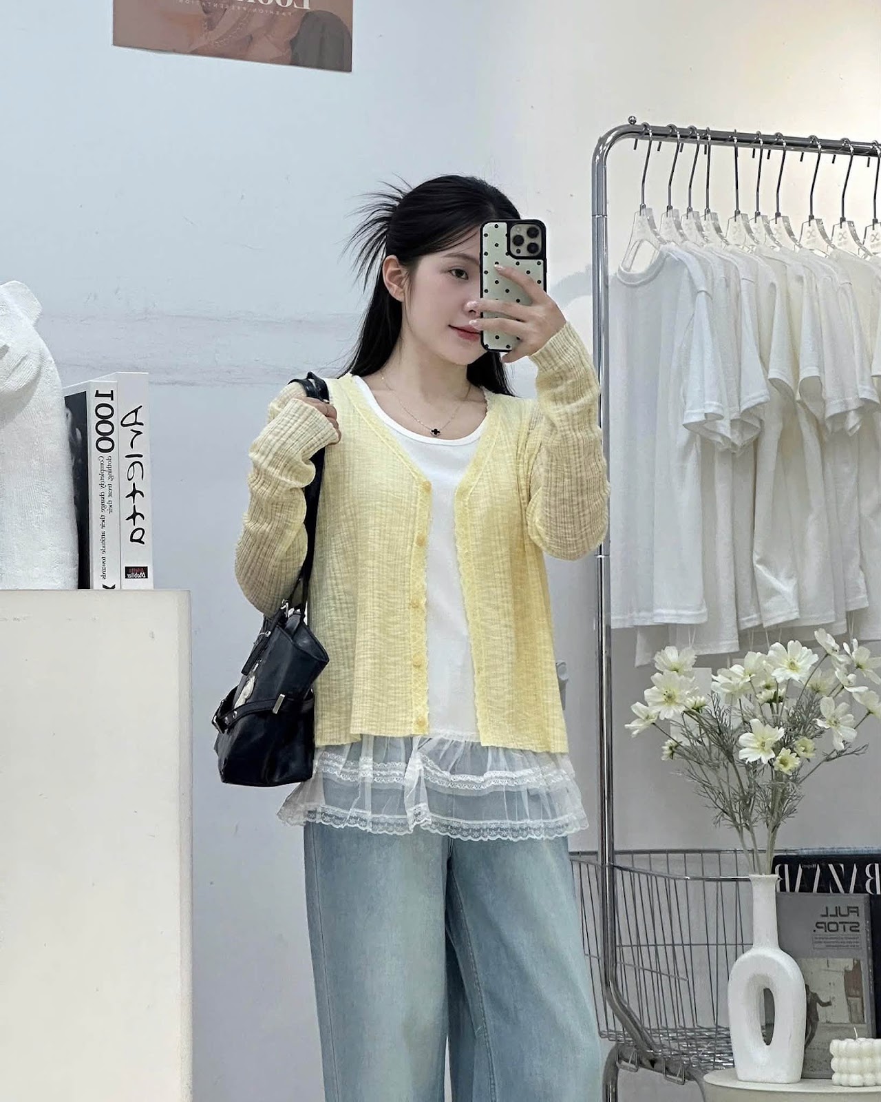 Áo khoác len cổ V viền ren XONXEN SHOP 8073 – Image 2