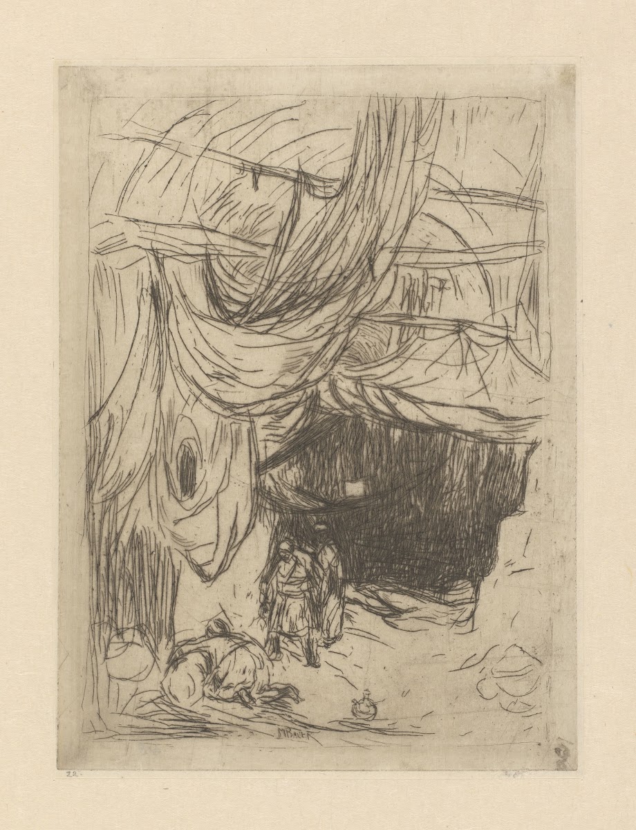 Bazaar met drie mannen 1889