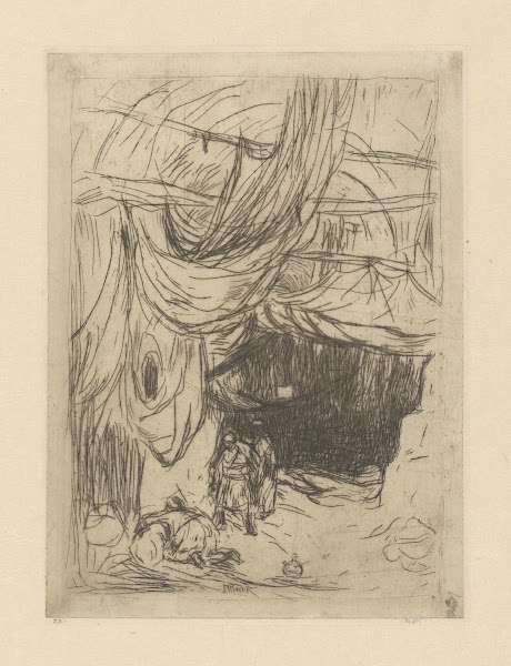 Bazaar met drie mannen 1889