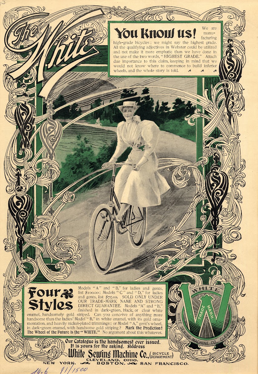 The White Bicycle White Sewing Machine Co 1896