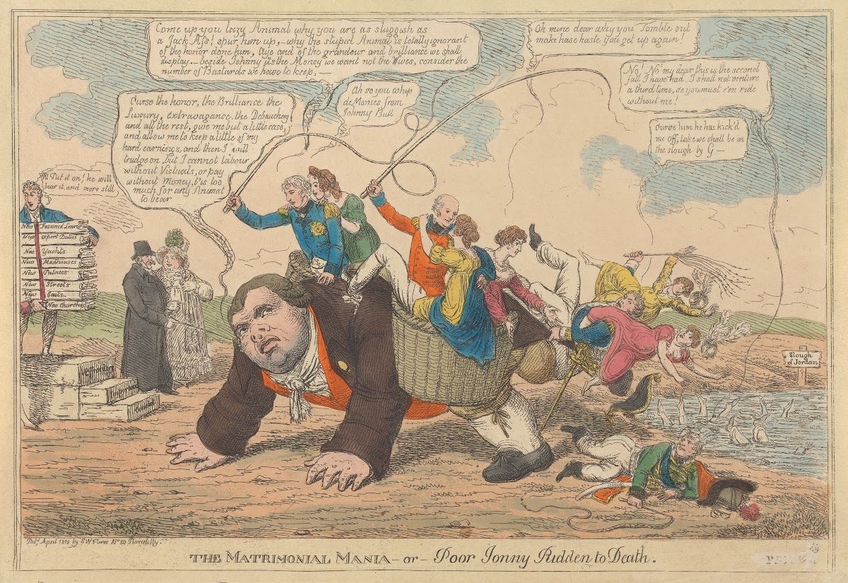 The Matrimonial Mania  or  Poor Jonny Ridden to Death 1818