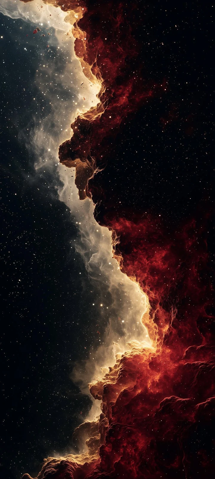 Glowing Red Cosmic Nebula - Space Digital Art 2K iPhone Wallpaper (1469x3264)