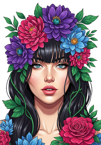 Vibrant Floral Portrait of a Woman