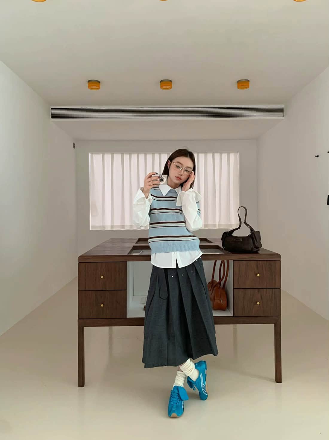 Áo len ngắn tay cổ tròn sọc ngang XONXEN SHOP 1229