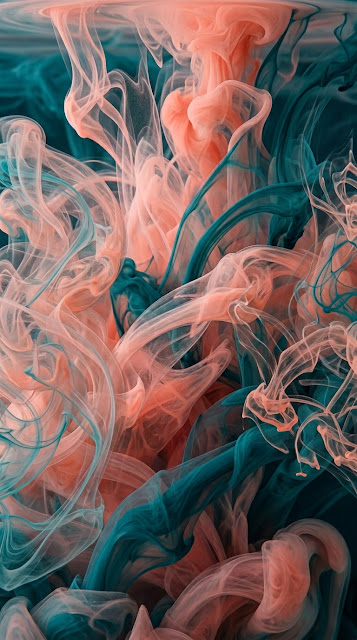 Abstract Fluid Art with Pastel Pink and Turquoise Acrylic Ink Swirls - Free mobile Wallpaper