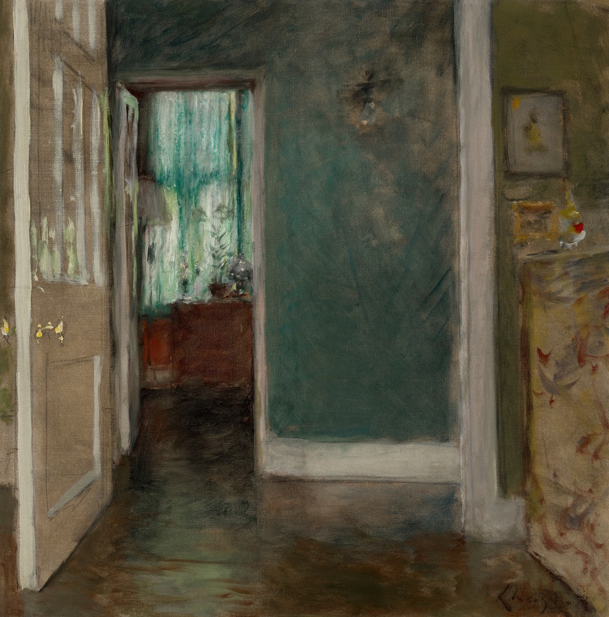 An Interior The Green Window Curtain 1905