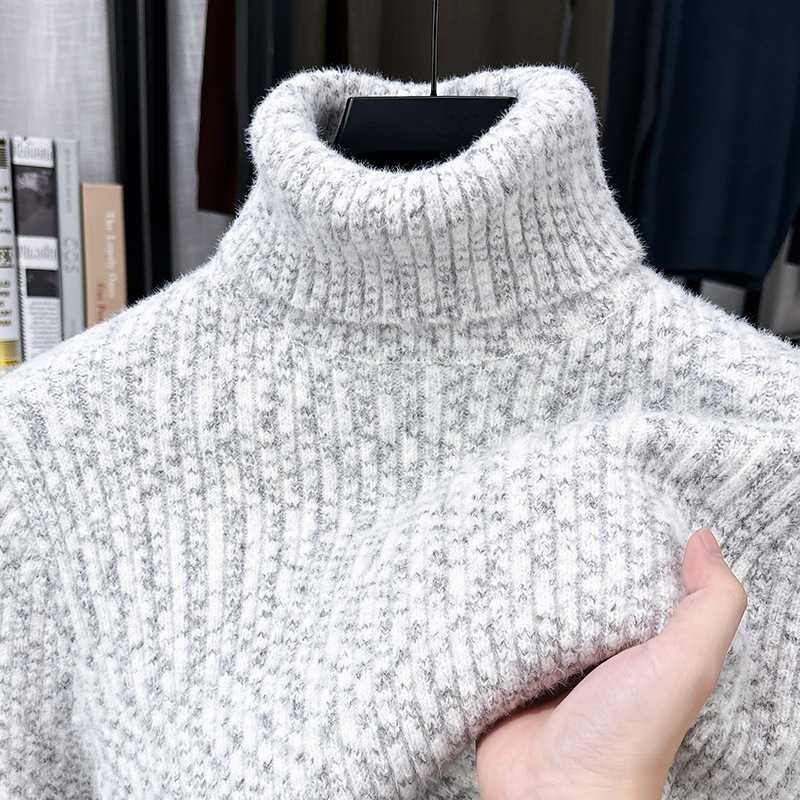 Men's Turtleneck Sweater with Wool Blend and Lining