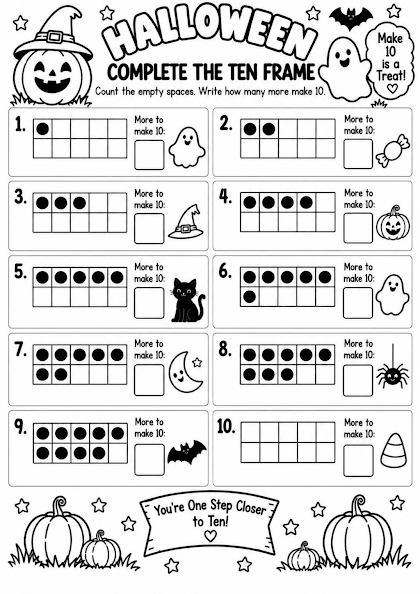 Halloween Complete the Ten Frame