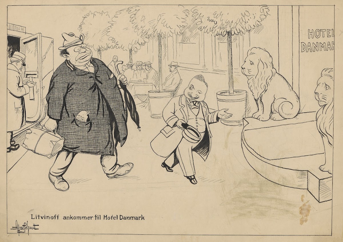Litvinoff arrives at Hotel Danmark 1920