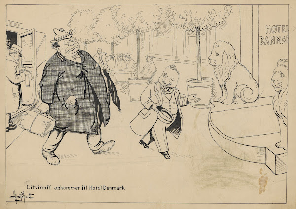 Litvinoff arrives at Hotel Danmark 1920
