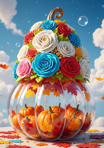 Whimsical Pumpkin Floral Art | Autumn Fantasy Display