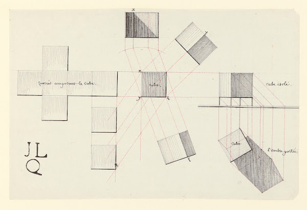 Quarrés composant le cube  Cube isolé  Lombre portée 1825