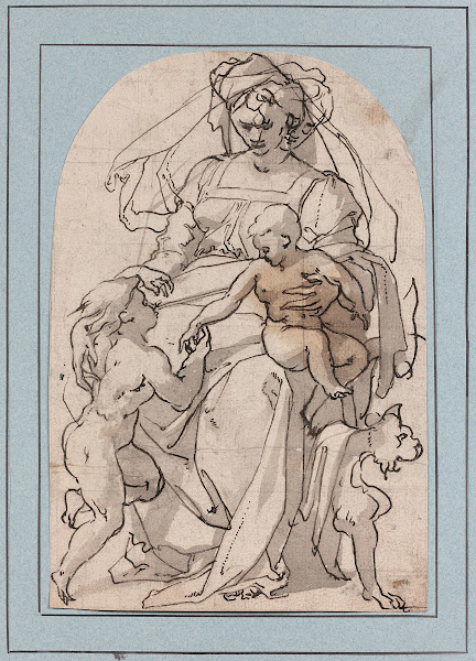 Vierge à lEnfant sur un trône avec le petit saint Jean Baptiste