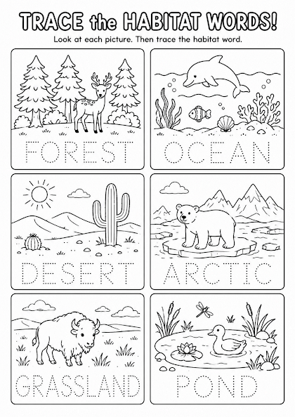 Trace the Habitat Words