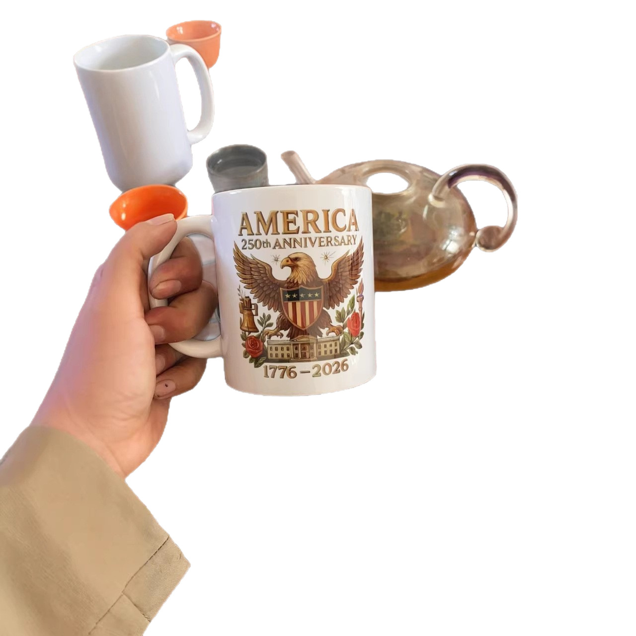 Keramik-Kaffeetasse mit Motiv, 301-400ml