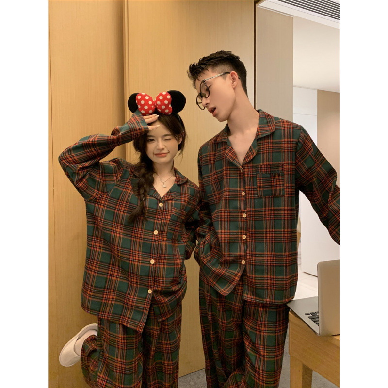 Couple's loungewear set, padded, checkered, fall and winter