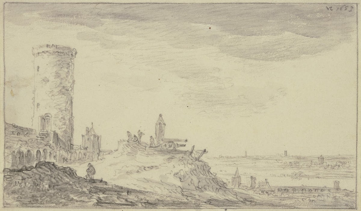 Befestigung bei einem Kundeturm zwei Kanonen und ein Schilderhaus 1653
