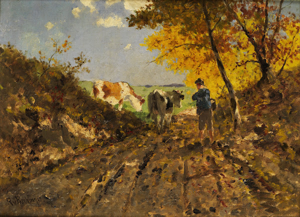 Herbstlandschaft mit Kühen