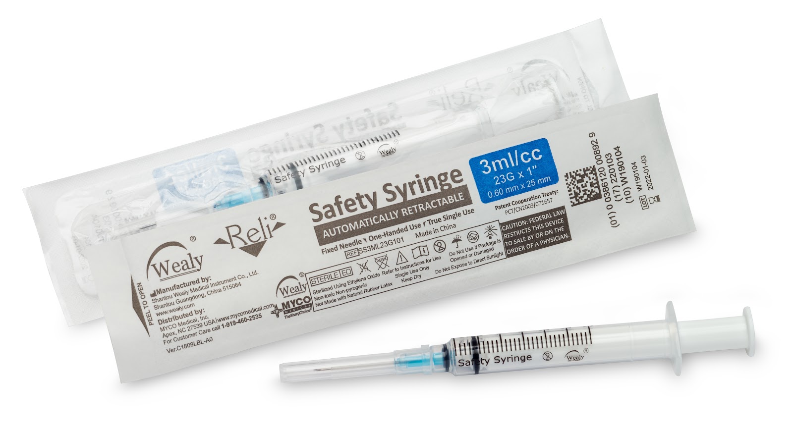 Product: RELI® WEALY® Retractable Safety Syringe, Sterile