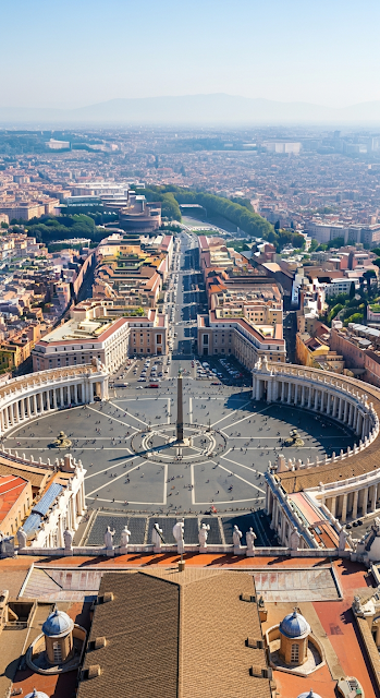 High Aerial View of St. Peter's Square and Via della Conciliazione, Vatican City - Free mobile Wallpaper