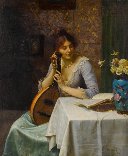 Studying Sheet Music The Chinese Cloisonne Vase 1904