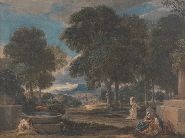 Landscape with a Man Washing His Feet at a Fountain after Poussin circa 1821