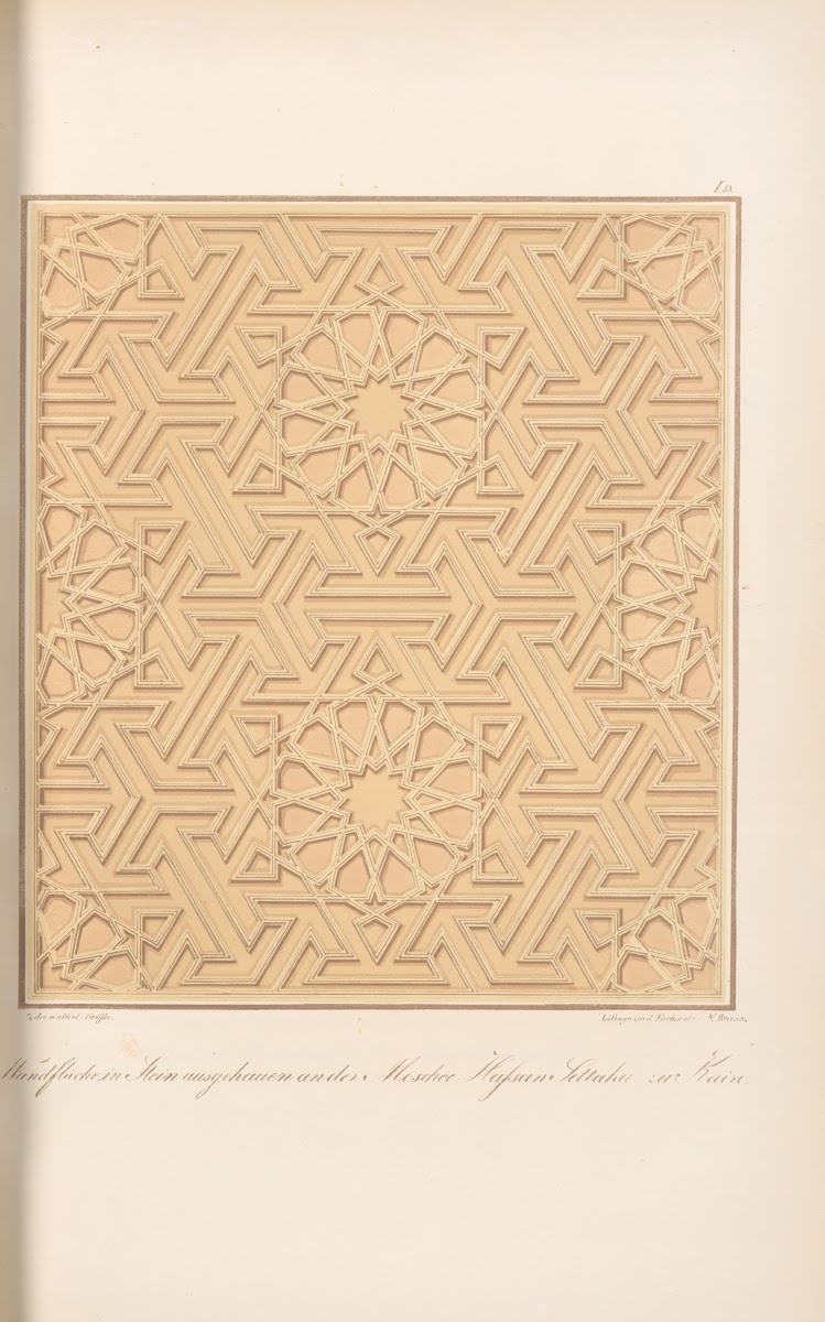 Wandfläche in Stein ausgehauen an der Moschee Hassan Settaha zu Kairo 1842