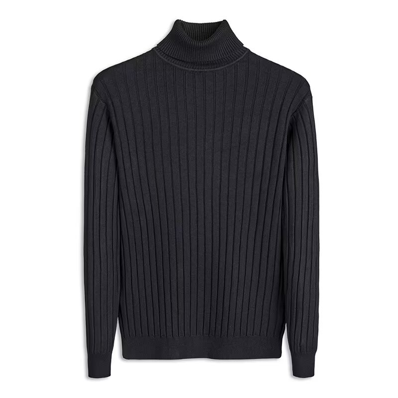 Herren-Strickpullover mit umschlagbarem Stehkragen