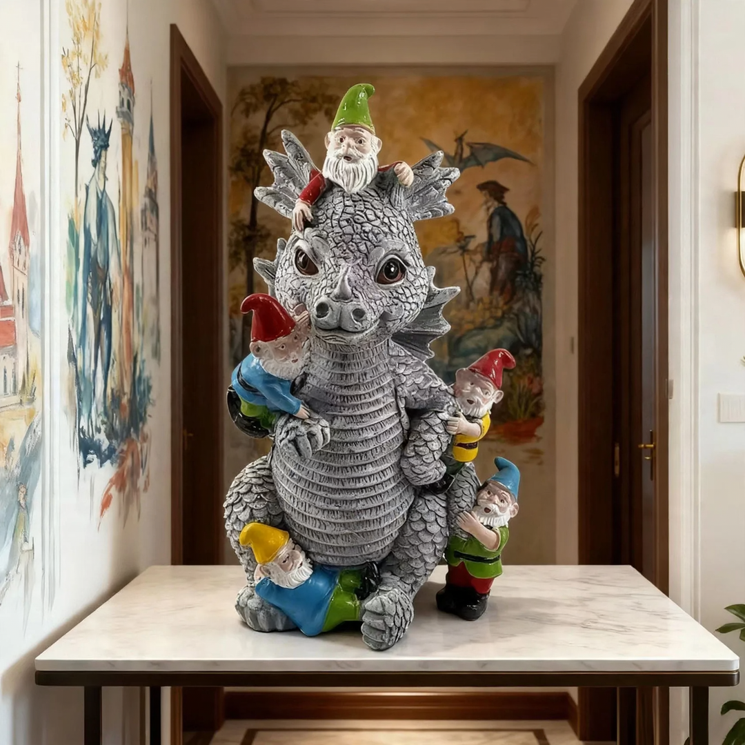 Dekorative Wichtel-Figuren mit Tieren aus Kunstharz