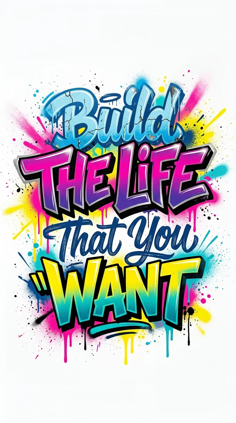 Street Art Graffiti Typography Build The Life You Want Wallpaper - Free 4K mobile Wallpaper