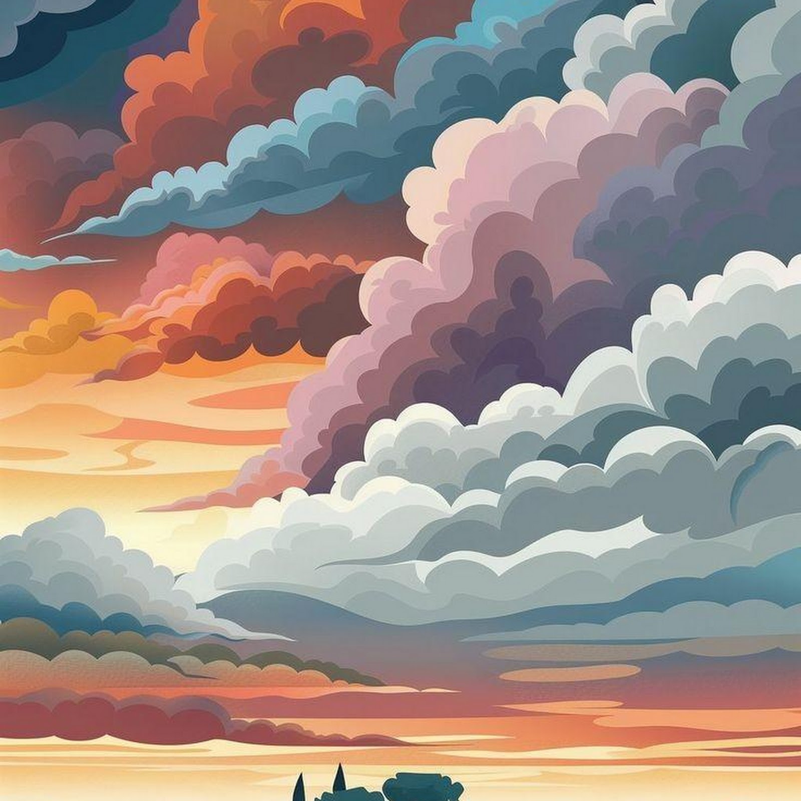 Download Tuscany, Italian Landscape, Sky Art, Sunset Colors iPhone