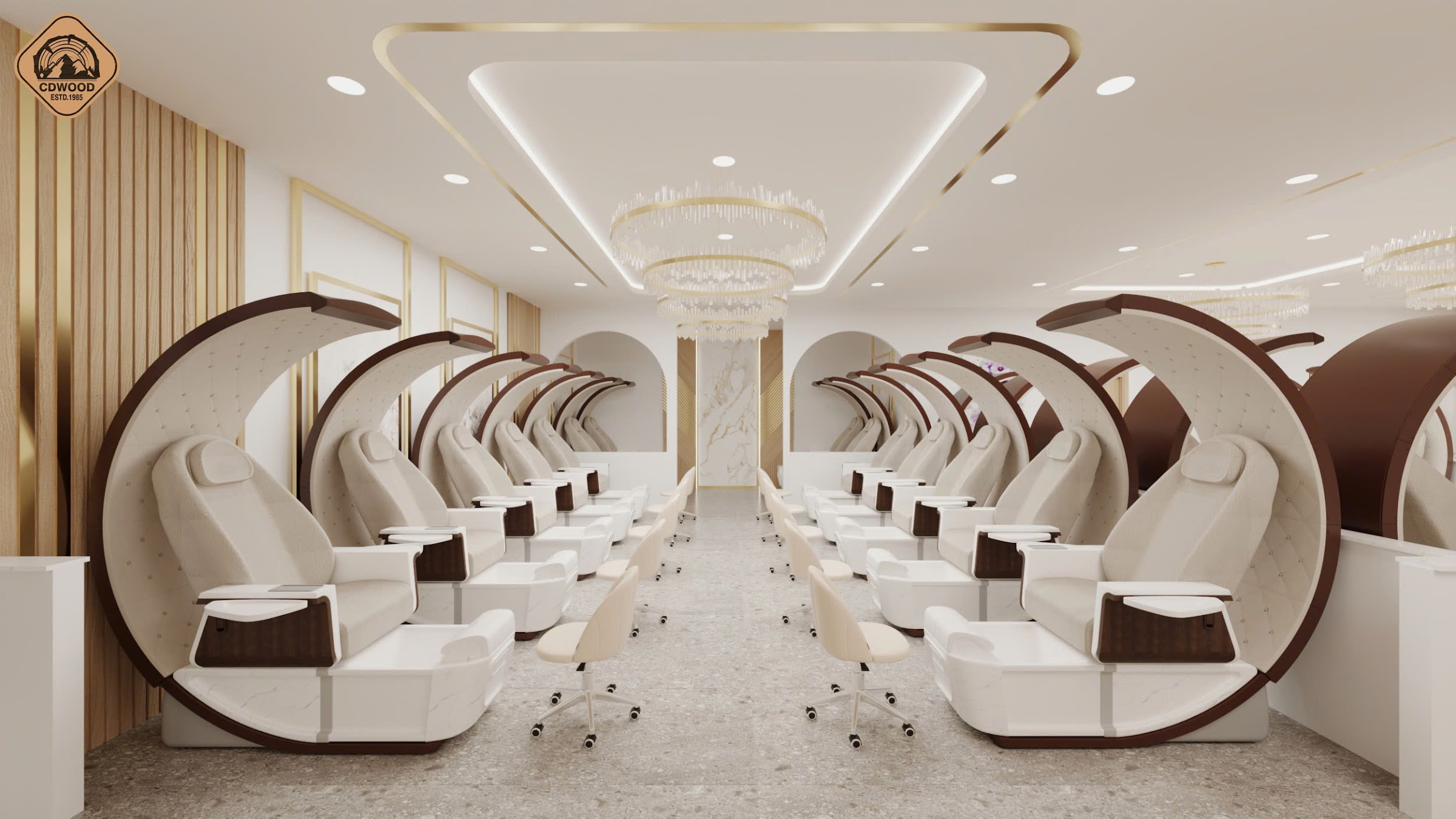 Thiết kế tiệm nail tone màu hiện đại 2026