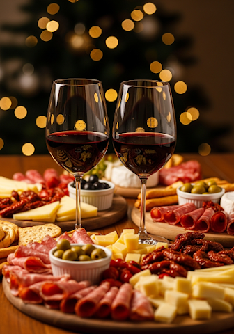 Christmas Wine Cheese Charcuterie