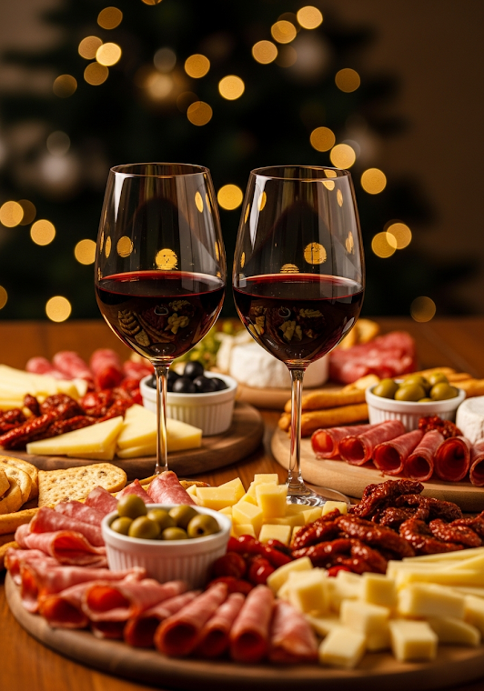 Christmas Wine Cheese Charcuterie