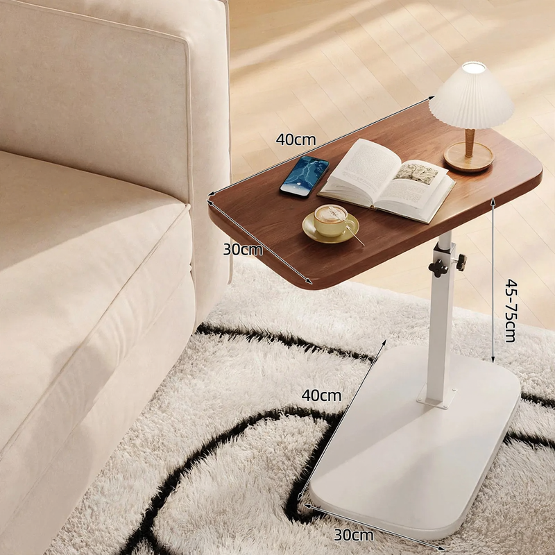 Height-adjustable side table, wooden top