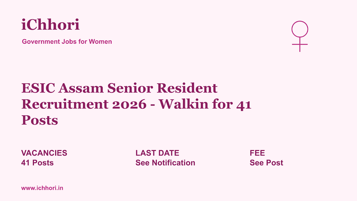 ESIC Assam Senior Resident Recruitment 2026 - Walkin for 41 Posts - iChhori