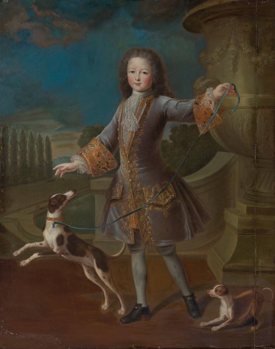Portrait Of Louis Xv With Two Dogs