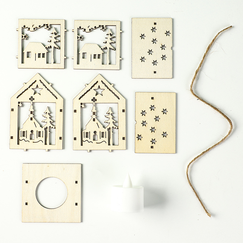 Illuminated wooden house for Christmas