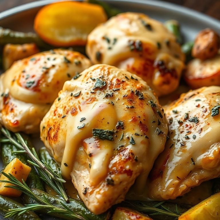Creamy Baked Dijon Chicken Thighs with Roasted Veggies: Easy 40‑Minute Dinner finished