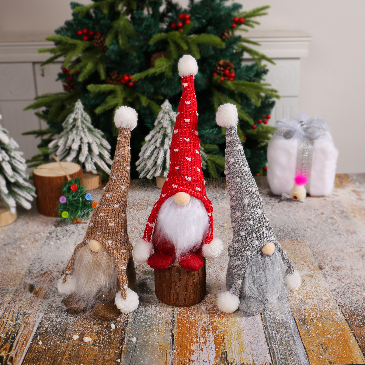 Gnome with knitted hat and pom-pom