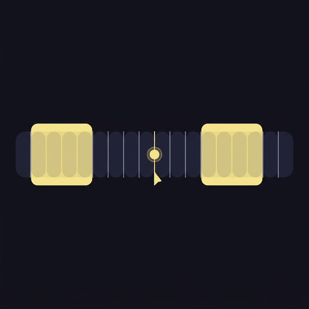 Minimalist 2D vector timeline showing overs segments powerplay zones and a DLS adjustment marker on a dark background for a cricket odds article
