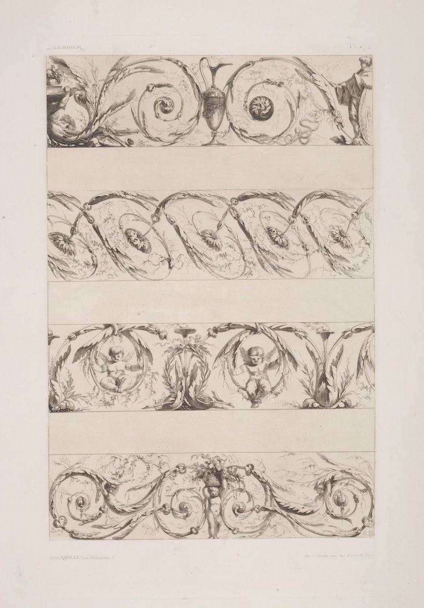 Four horizontal designs of vegetal shapes and cherubs 1875 1890