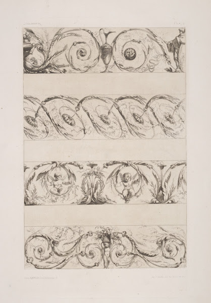 Four horizontal designs of vegetal shapes and cherubs 1875 1890