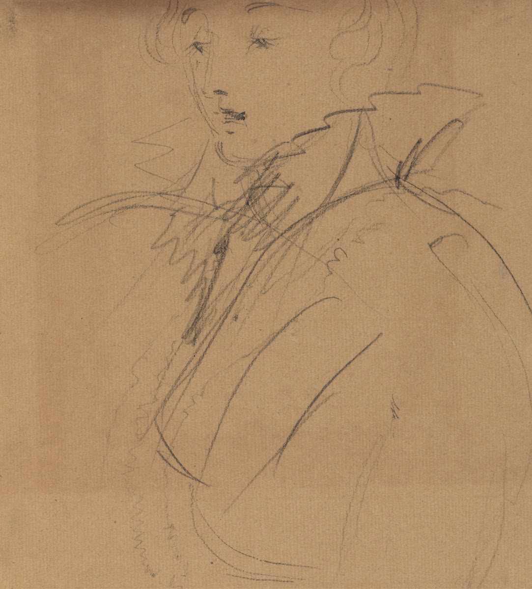 Upper Body Study of a Woman in a High Collar