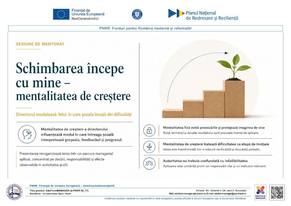Coperta ghidului Schimbarea începe cu mine – dezvoltarea unei mentalități de creștere