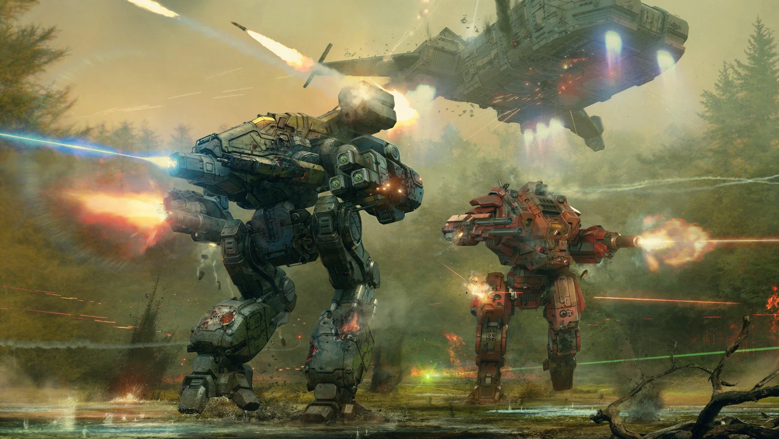 BattleTech Mechs In Combat - Sci-Fi Concept Art 4K Wallpaper (4096x2310)